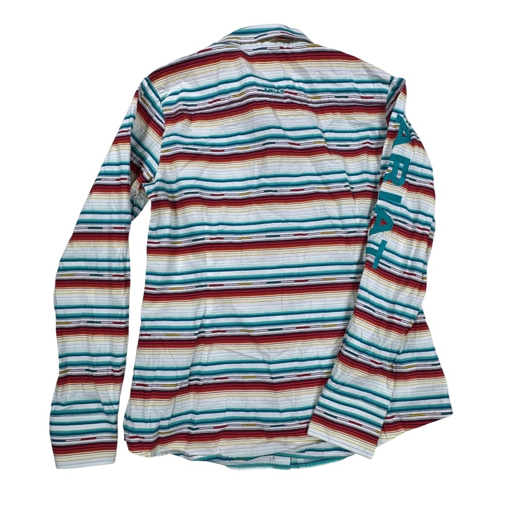 Ariat Real Womens Kirby Stretch Western Shirt Aztec Multi Stripe Fitted  L/S - Picture 12 of 12